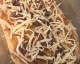 A picture of step 8 of Pizza bread - no knead, with spicy mincebeef & caramelised onion.