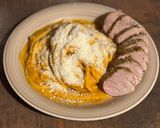 Sütőtökkrémes spagetti parmezannal és sertés szűzzel recept fázis 4 fotója