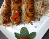 A picture of step 6 of Peri peri skrewers with fried rice.