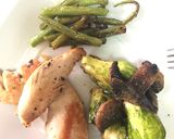Foto del paso 7 de la receta: Pollo a la plancha con coles de Bruselas con champiñones y ejotes al ajo