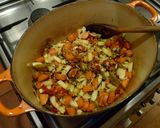 A picture of step 4 of Puy lentil stew with baked cauliflower and steamed cavolo nero.
