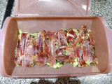 Tortilla de claras con berenjena, calabacín y jamón serrano
