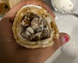 A picture of step 3 of Roti cone chaat.
