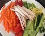 A picture of step 1 of Vietnamese spring rolls.