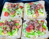 A picture of step 5 of Air fryer baked Szechwan brown bread pizzas.