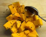 A picture of step 2 of Buddha bowl: butternut squash and green beans.
