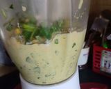 A picture of step 1 of Basanti kadhi pakodas.