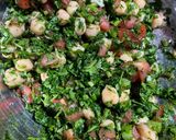 A picture of step 2 of Tabbouleh with chickpeas (not traditional).