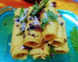 A picture of step 6 of Khandvi.