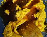 A picture of step 3 of Halva-ye Kadoo (Persian Pumpkin Halva) with Molasses.