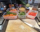 A picture of step 1 of Thai style salmon chowder.