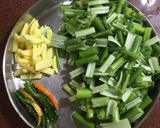 A picture of step 1 of Onion Flower Stalks dry Curry.