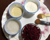 A picture of step 1 of Banana Beetroot Pancakes.