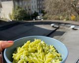 A picture of step 7 of Nutty Wild garlic pesto and feta pasta 🍝.