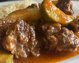 A picture of step 4 of Pork Ribs in Red Sauce with Chile de Árbol.