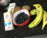 A picture of step 1 of Blueberries Banana Chia Oats and Dates Smoothie Bowl.