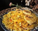 A picture of step 5 of Balaleet (Emirati Breakfast).