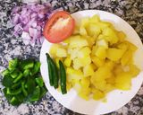 A picture of step 1 of Stir Fried Aloo Mirchi.