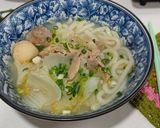 Foto langkah ke 4 dari resep Udon rebus topping ayam suwir.