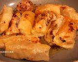 A picture of step 10 of Surf and Turf Dumpling Pancakes.