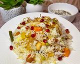 A picture of step 6 of Navratan Pulav.