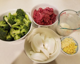 A picture of step 1 of Beef and Broccoli.