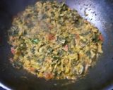 A picture of step 4 of Shalgam saag with makki di roti.