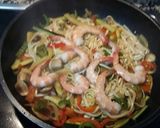 A picture of step 7 of Ramen Noodles with Vegetables and Shrimp.