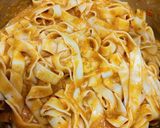A picture of step 2 of Fettuccine Pasta in red sauce.