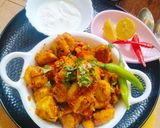 A picture of step 1 of TARO/ ARBI Ki Sabji (kochu / colocasia curry).