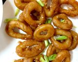 A picture of step 7 of My Chilli, Garlic Prawns in a Sauce with some tempura prawns 🥰.