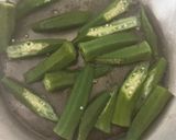 A picture of step 1 of Bhindi Curry.