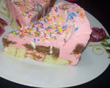 صورة لخطوة 1 من وصفة كيك بالبوظة 🍩🎀 تحفة