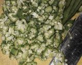 A picture of step 1 of Semovita and Okro Stew.