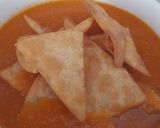 A picture of step 4 of Aztec Soup or Mexican Tortilla Soup -with Tortilla Chips-.