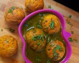 A picture of step 6 of Moong dal Dumplings In Spinach Tomato soup.