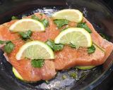A picture of step 2 of Salmon roast in butter, lemon and coriander.