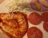 A picture of step 2 of Hawaiian pizza waffle / pizza flip.