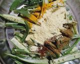 A picture of step 1 of Kurkuri Bhindi.