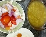 A picture of step 6 of Lahori halwa porri with aalo aur chana bhaaji.