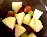 A picture of step 1 of My mixed Fruit with Double cream all over. Yummy😉.