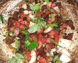A picture of step 1 of Mutton fry kadak with raw veggies.