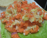 Foto del paso 5 de la receta: Sándwich con muchos vegetales y pollo🥙🥯🧅🍆🍗🥪