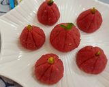 A picture of step 11 of Rava beetroot modak.