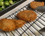 A picture of step 9 of Japanese Hito-kuchi Katsu (mini deep fried pork cutlets).