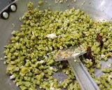 A picture of step 5 of Dal, Rice, Mushroom subji, bean, karala.