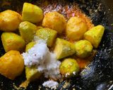 A picture of step 3 of Potol or Pointed Gourd Malaikari for lunch in Thakurbari style.