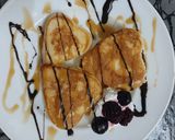 A picture of step 4 of Souffle pancakes (heart shaped).
