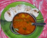 A picture of step 9 of Sambhar with idli.