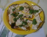 A picture of step 3 of Khichiya papad (rice papad) chat.
